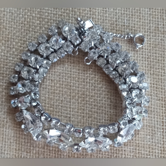 Eisenberg Ice Crystal Clear Rhinestones Signed Vintage Mid Century Bracelet - Picture 4 of 13